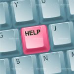 Pink Coloured Help Key on a Keyboard
